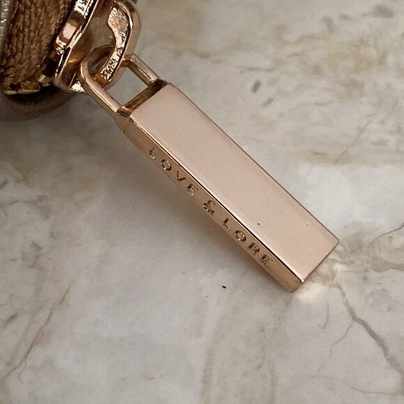 Love & Lore Vegan Bronze Gold Tone Compact Zip Wallet - Picture 10 of 10